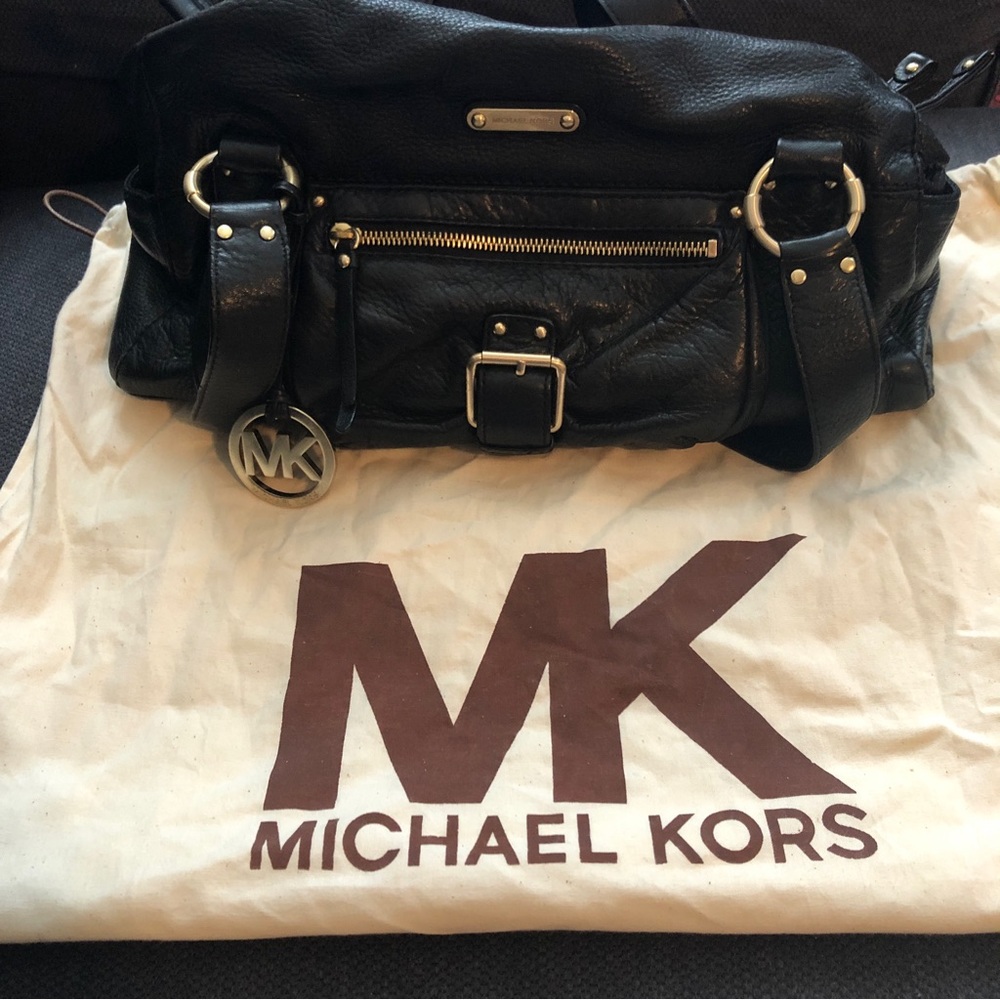 Authentic Michael Kors black leather shoulder bag